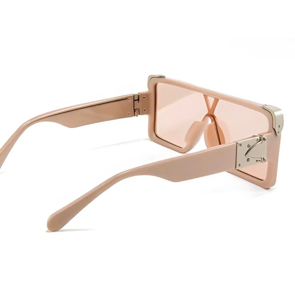 Oversized Square Sunglasses Fashion Beige Frame Unisex Beach Trendy Lentes Gafas
